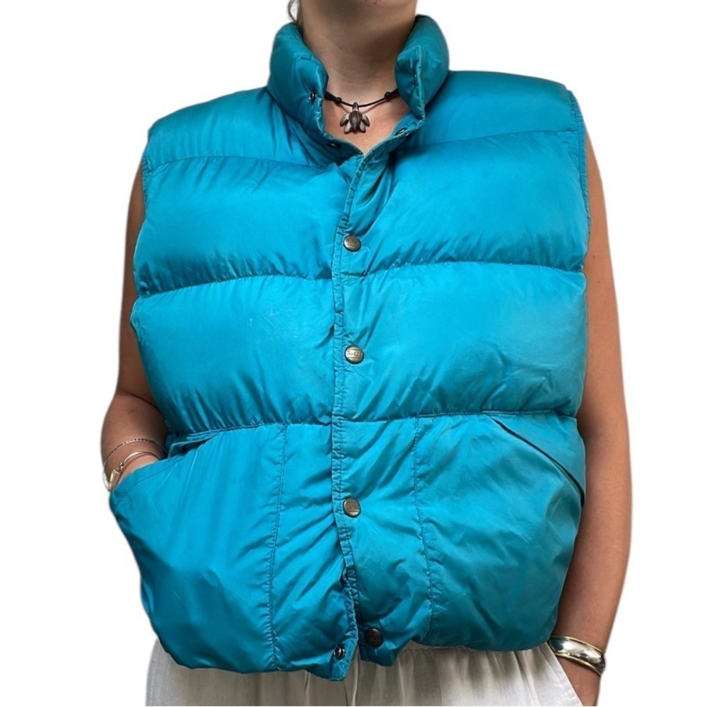 Vintage L.L. Bean Goose Down Insulated Puffer Vest Blue Teal Women’s L